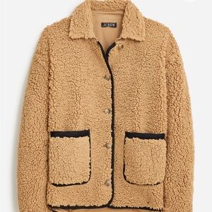 J. Crew Camel Teddy Jacket with Black Trim